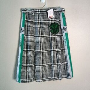 Wizarding World Harry Potter Slytherin Plaid Pleated Skirt Gray Size M NWT